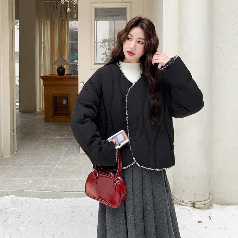 【现货】韩系花朵盘扣羽绒服M180-P225控338,商品下架区,依依服饰