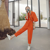 粉色休闲工装连体裤女夏2025新款小个子高端减龄气质连身衣裤，女装休闲裤，依依服饰