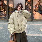 【现货】牛角扣大翻领皮衣派克95绒羽绒服B001M213-P395控568，女装羽绒服，依依服饰