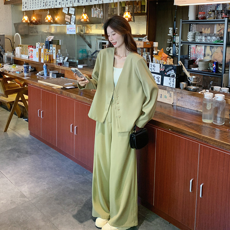 大货主推！长袖版盐系西装阔腿裤套装6060P155控228有买家秀，女装西装，依依服饰