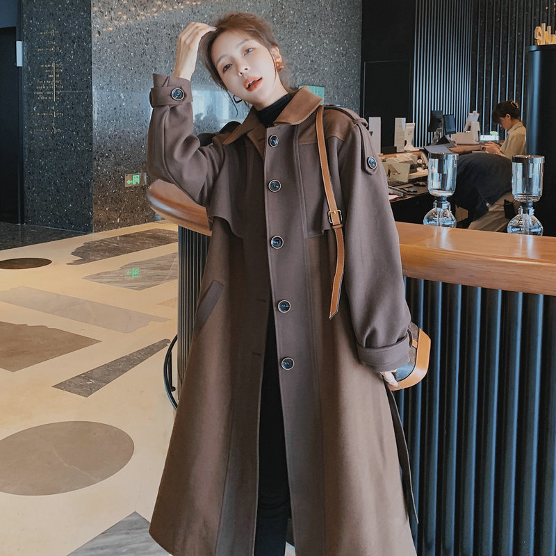 大货已出！新品拼色加毛呢大衣外套829P185控268提供,女装毛呢外套,依依服饰