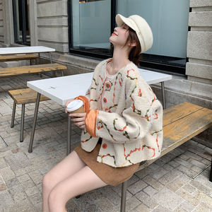 【现货】减龄撞色提花羊羔毛外套B001-8501-P155控238图片