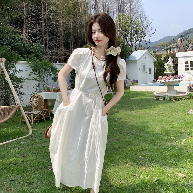 【现货】法式简约风白色仙女连衣裙2C521-8705-P135控218，女装连衣裙，依依服饰