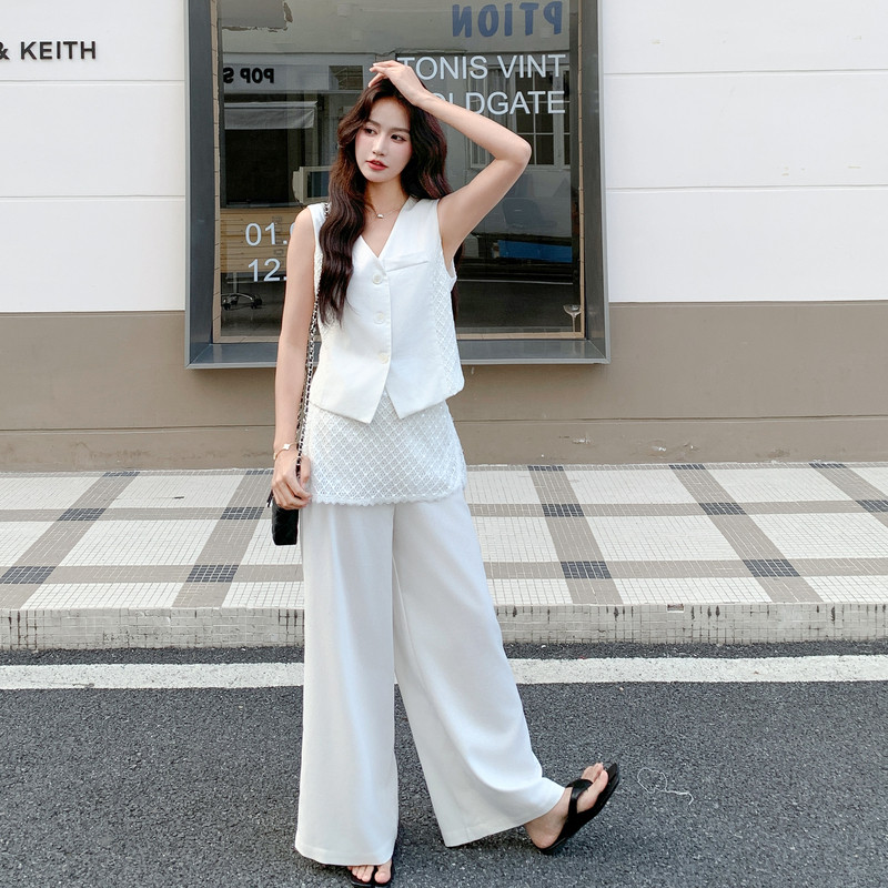 【现货】小香风亮片马甲+屁帘阔腿裤2C521-8703-P185控298，女装套装/套裙，依依服饰