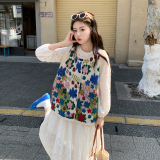 新品现货！甜美日系森女花朵背心+连衣裙8618-P195控318，女装套装/套裙，依依服饰