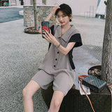 新款现货！感拼色垂感休闲连体裤2257-P95控148有，女装休闲裤，依依服饰