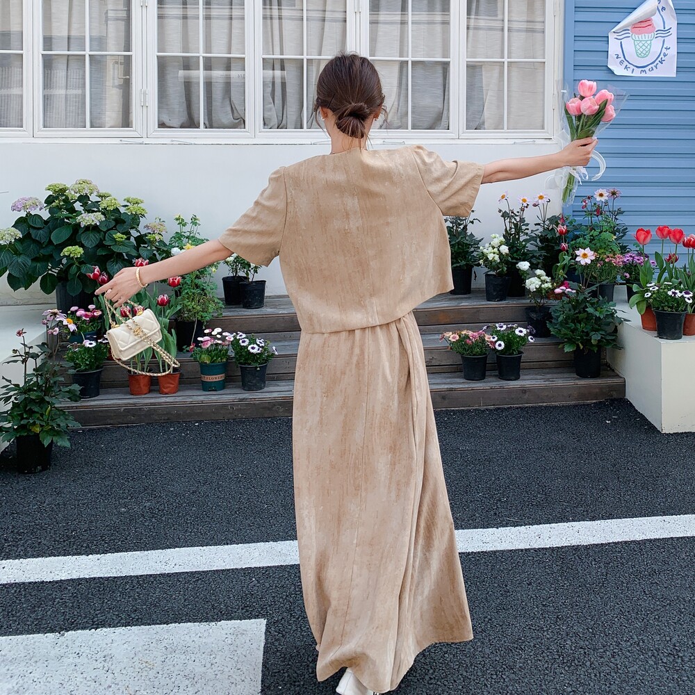 今年流行漂亮时尚扎染时尚套装裙女夏新中式短袖上衣半身裙两件套,女装套装/套裙,依依服饰