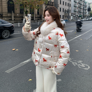 【现货】新中式印花马到成功石墨烯云绒服 M222-P205控298图片