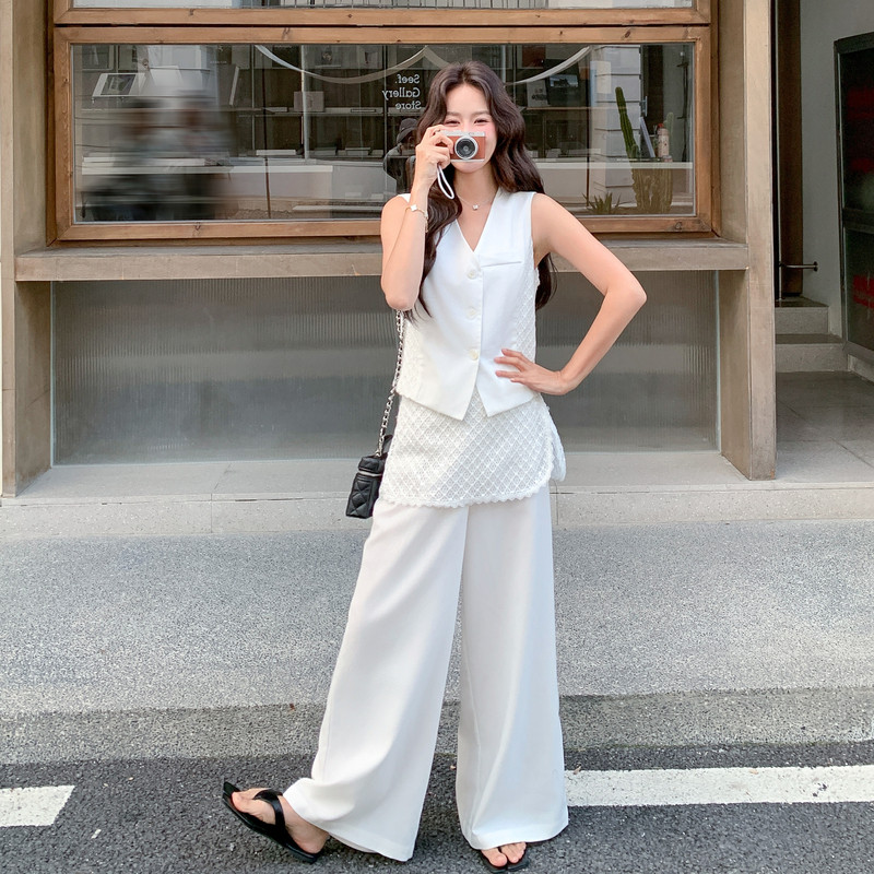 现货！小香风亮片马甲+屁帘阔腿裤2C521-8703-P185控298，女装套装/套裙，依依服饰