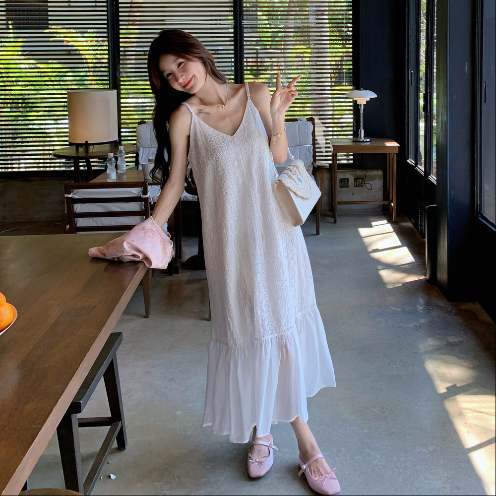 现货充足！风刺绣马甲背心蕾丝连衣裙俩件套8060-P195控278，女装套装/套裙，依依服饰