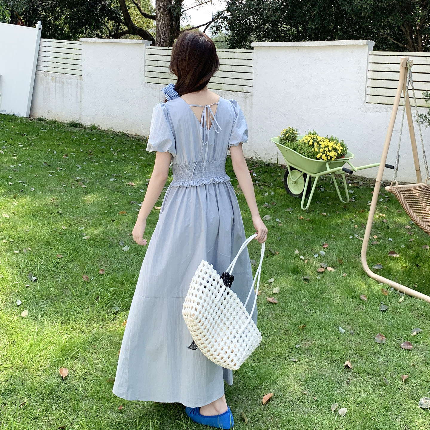 【大货】法式弹力褶皱泡泡小心机连衣裙2C521-8713P135控218,女装连衣裙,依依服饰