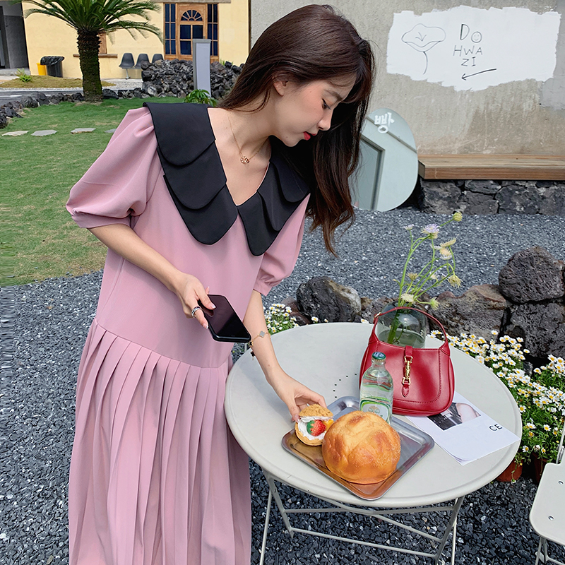 现货！娃娃层层领褶皱森系连衣裙2251-P105控158，女装连衣裙，依依服饰