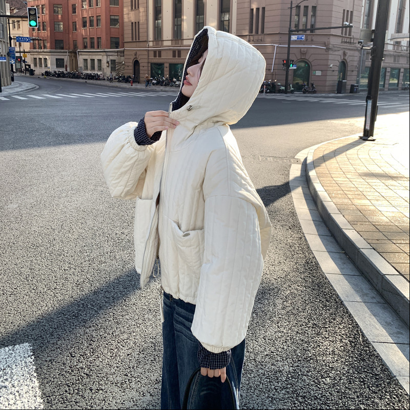 【现货】格子拼接连帽棉服B001-M185-P165控248,女装棉衣/棉服,依依服饰