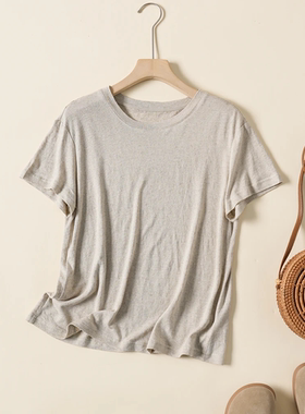 汉麻短袖女2026新款文艺复古吸汗透气T恤女26265