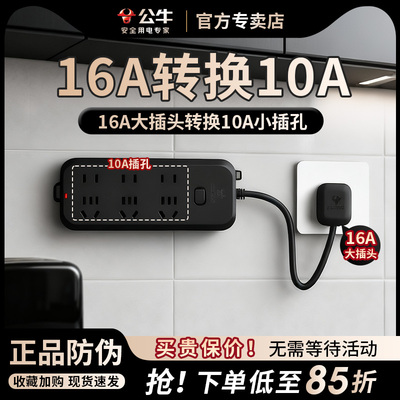 公牛16A转10A大插孔转换小插孔