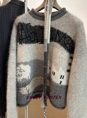 「现货秒发」Magliano 24秋冬 新品灰色拼色绵羊针织毛衣男女同款