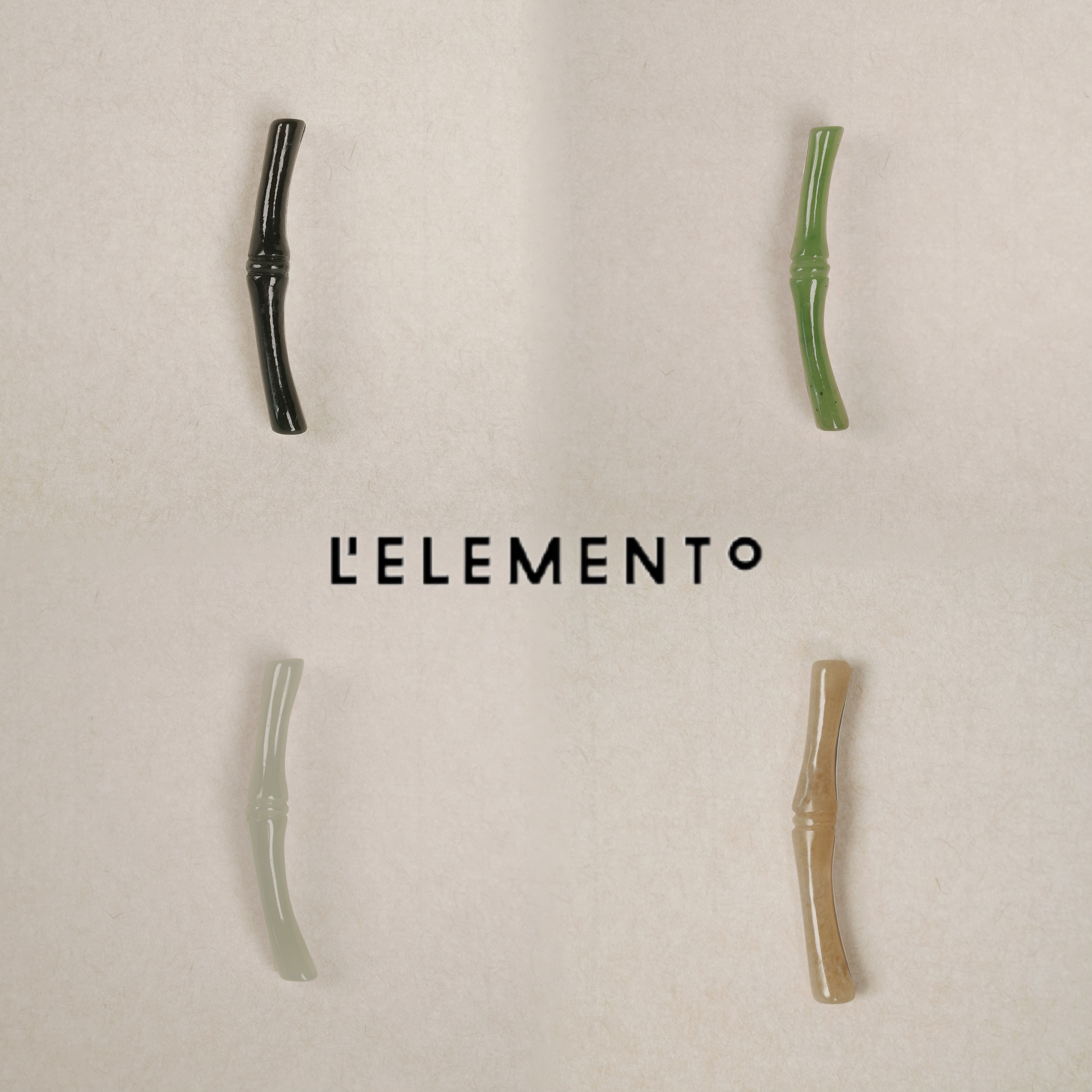 L'ELEMENTO 「点竹」和田青玉/糖白玉/碧玉/青白玉竹节中国风耳勾