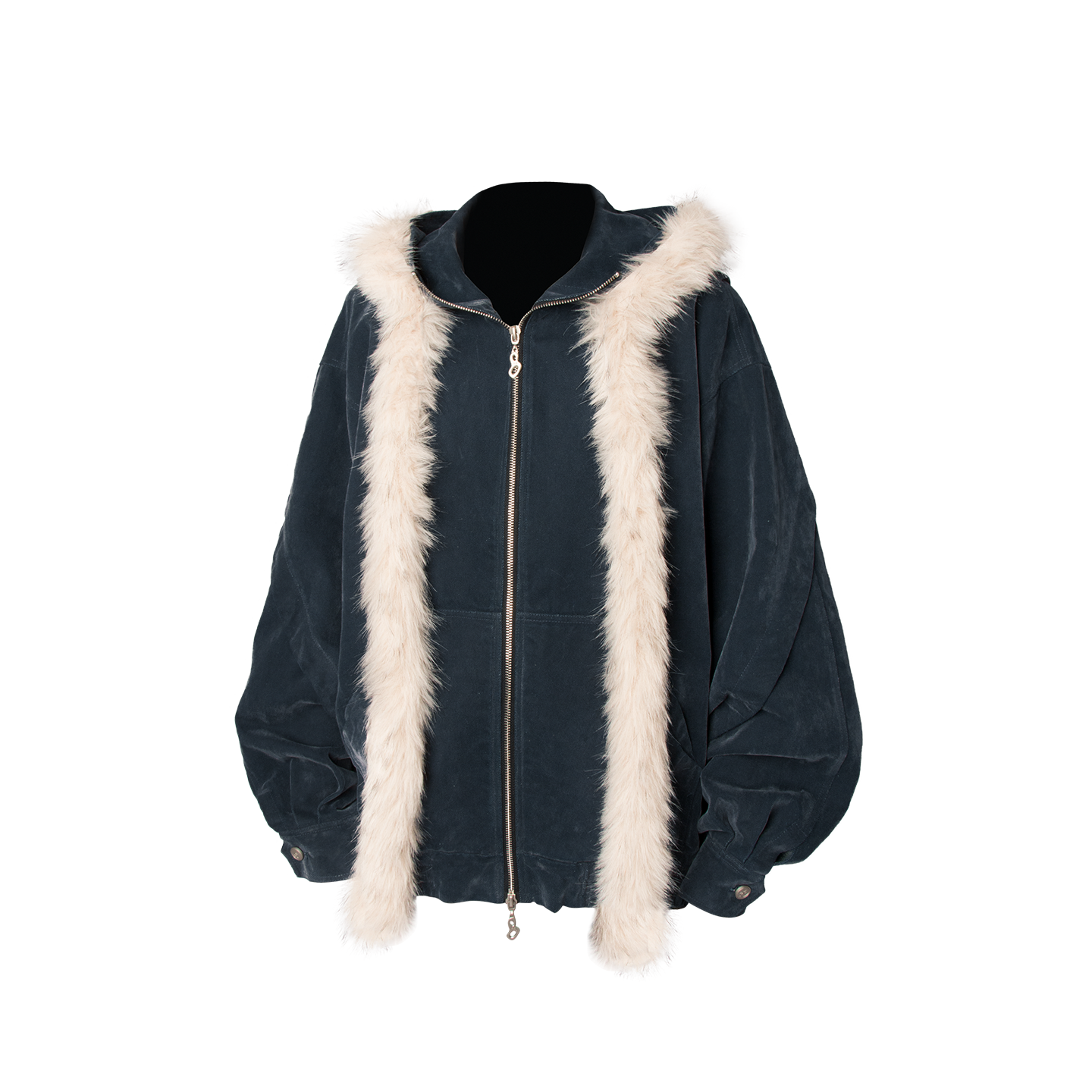 RELABEL 空间关系(绒花)植绒牛仔可拆毛绒围巾底特律活页夹克