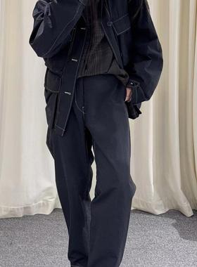 「SV现货」Lemaire 24SS 黑色棉质腰带萝卜型含腰带休闲裤