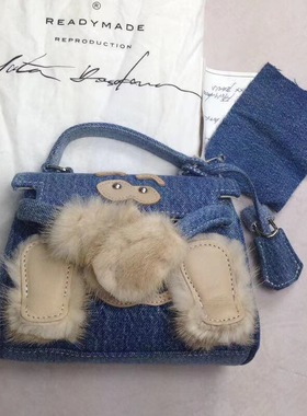 Readymade 牛仔蓝毛绒包mini doll kelly monster可斜挎 最后一只