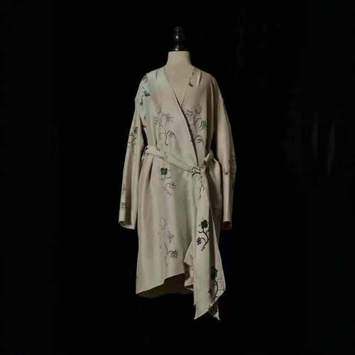「SV现货」Mutedance 25SS 灰色印花真丝道袍外套+弹力腰围长裤