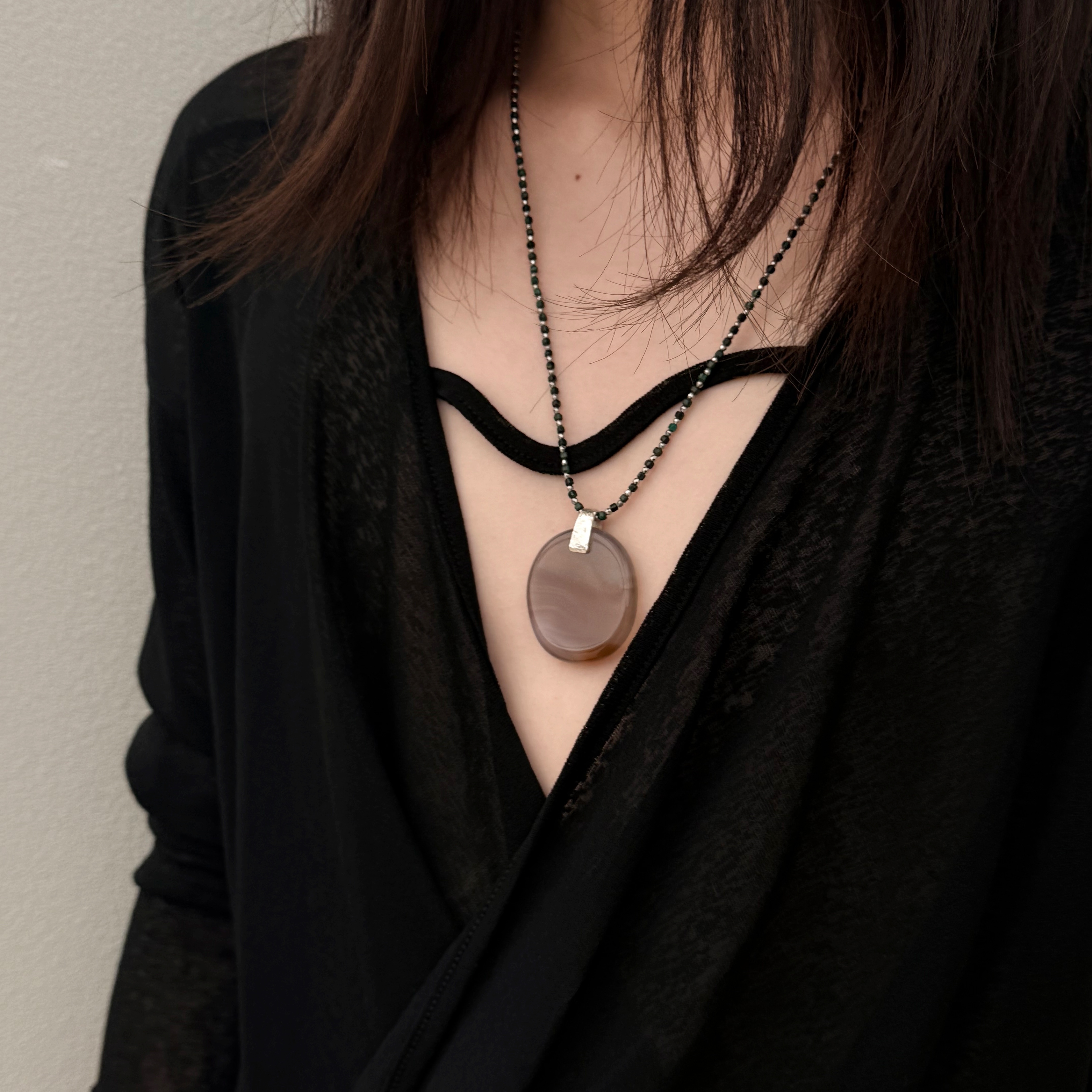 APT702 26SS 925银雾光石/流光石吊坠项链