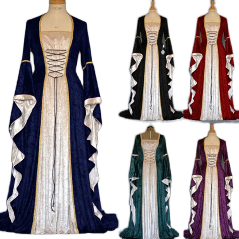 欧洲复古长裙 欧洲宫廷及地女裙演出服 公司年会派对舞台表演服