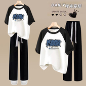 休闲套装 高中初中学生纯棉短袖 少女生衣服夏季 2026新款 T恤女夏装