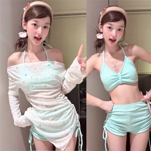 防晒吊带长袖三件套女泳衣