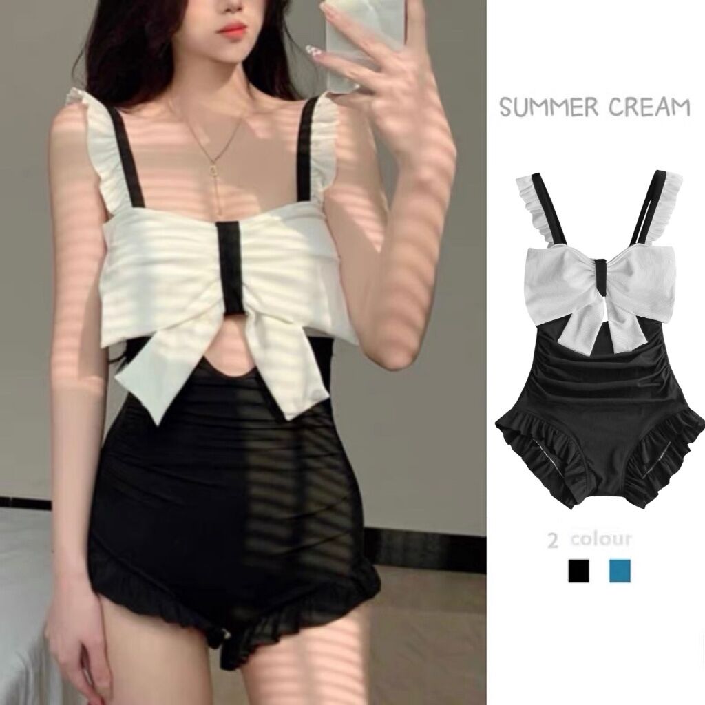 学生吊带女保守连体高腰遮肚