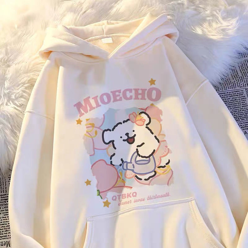 银狐绒聚群韩版宽松连帽卫衣