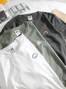 重磅纯棉ulzzang宽松t恤男短袖夏季原宿bf风学生情侣半袖上衣男女