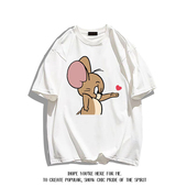 ins夏季 t恤情侣款 百搭潮流上衣男女 卡通杰瑞印花短袖 重磅纯棉美式