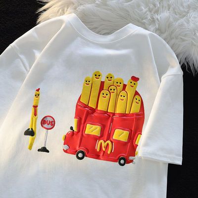 聚群五分袖韩版青少年纯棉上衣