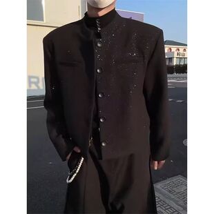 中山装 衣服春秋欧豪同款 夹克立领西装 年轻人赵山河同款