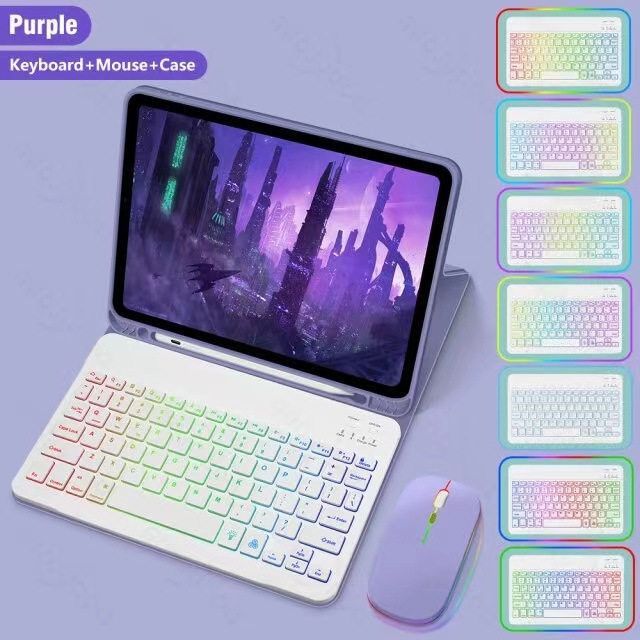 适用新款iPad 10.2蓝牙键盘保护套tpu软壳 mini6圆键帽带笔槽皮套
