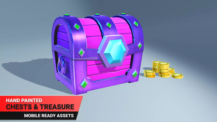 unity3d宝箱宝石金币模型 hand painted chests treasure v1.