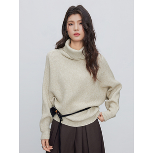 衬衣 高级感巨好看慵懒风燕麦色针织毛衣女休闲风长袖 KEARA 法式