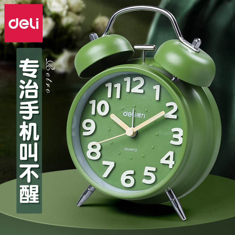 학생들이 유물을 깨울 수있는 효과적인 알람 시계 새로운 강력한 깨우기 기계 알람 빛나는 침대 옆 탁상 시계 데스크탑