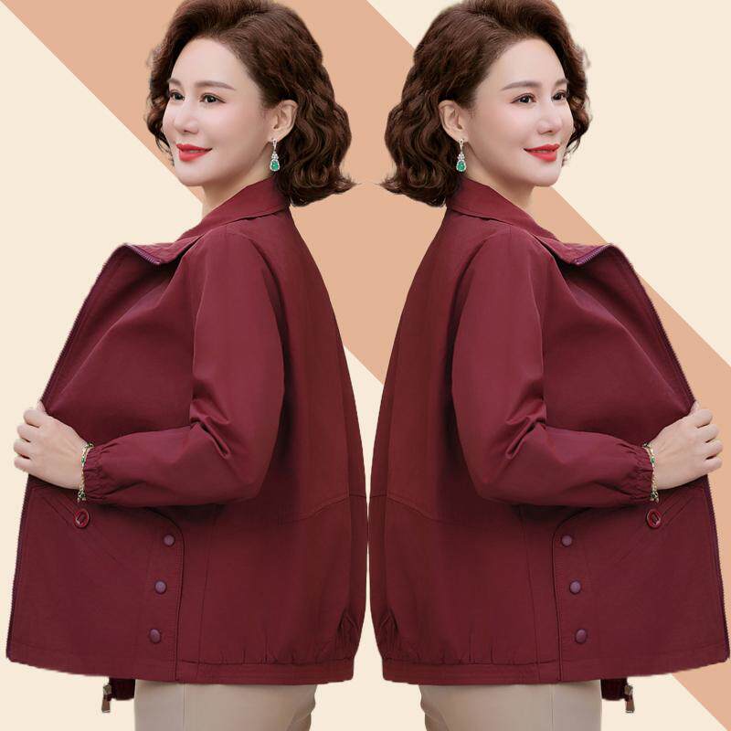 中老年妈妈春装短款风衣