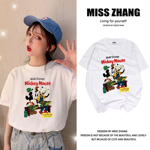 夏季新款纯棉半袖日系短袖t恤女装ins港风白色t桖情侣装上衣潮流