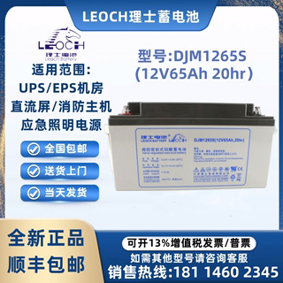 LEOCH理士蓄电池12V65AH铅酸免维护DJM1265S直流屏EPS/UPS电源用