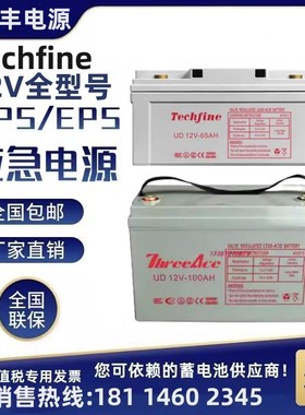 Techfine泰琪丰蓄电池UD12V7A7.2A17A18A24A38A40A65A100A消防UPS