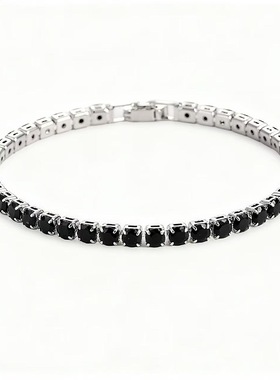 超闪满钻网球手链白水晶手串女式轻奢排钻手镯生日礼物欧美跨境