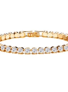 爆款欧美跨境女士罗马锆石水晶手串时尚饰品超闪镶钻满钻网球