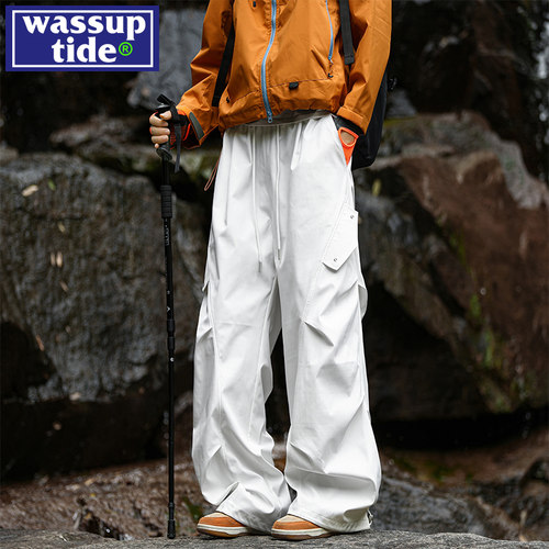 wassup tide美式户外伞兵工装裤男夏季薄款速干直筒宽松冲锋裤子
