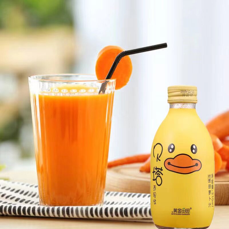 新疆直发 特产美食小贝塔胡萝卜汁210ml无添加瓶装果肉纯儿童饮料