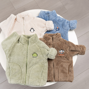 长毛绒亲子款加绒外套儿童冬季立领上衣男童拉链开衫女童校服神器