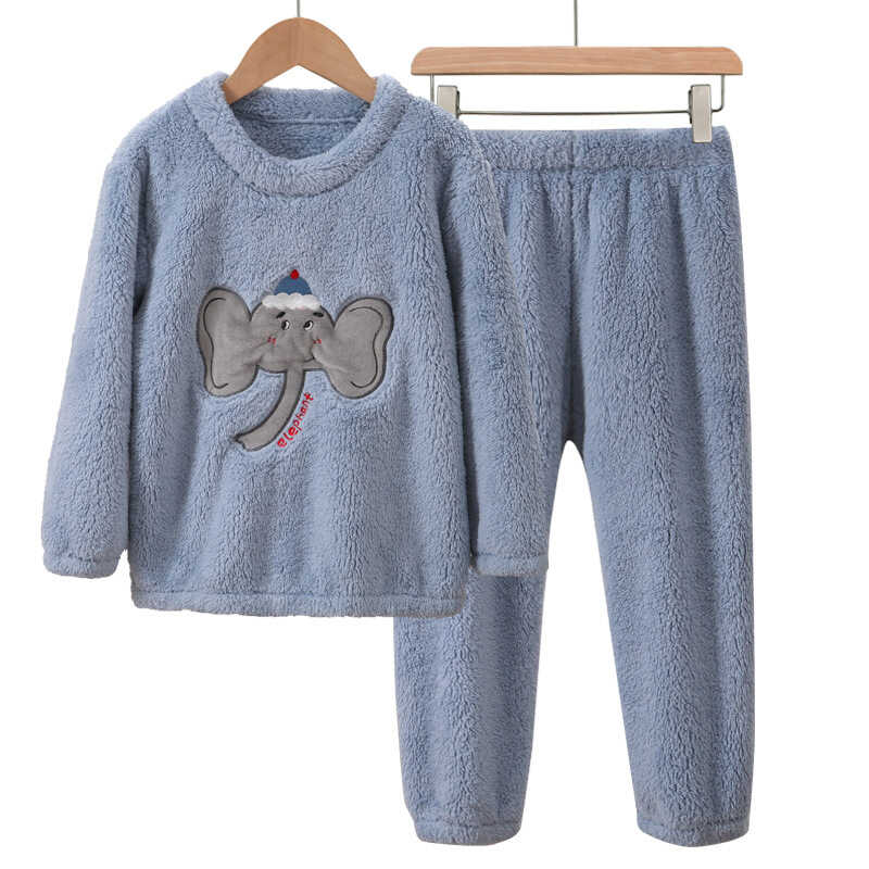 中大儿童保暖家居服套装秋冬新款