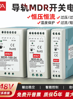 超薄导轨开关电源24V12V48V敏贤2.5A0.83A10W20W40W100MDR-60-24